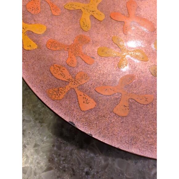 Vintage 8" Enamel on Copper Art Deco Ashtray Mid Century Modern 50's - Picture 3 of 6